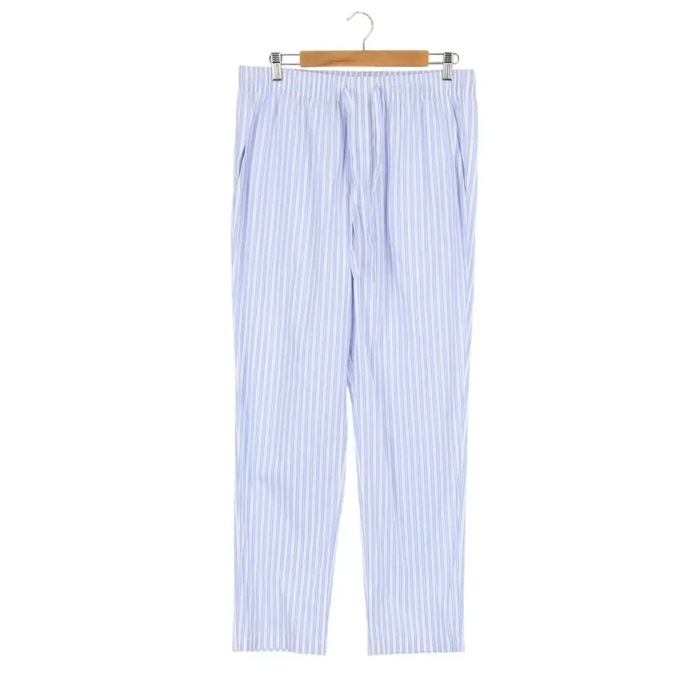 J.Crew Men's Cotton Poplin Benton Stripe Blue White Pajama Pant Size Medium NWOT